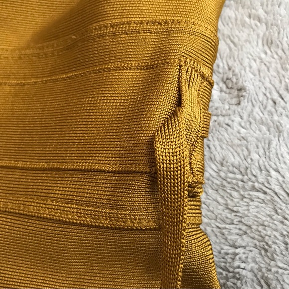House of CB Belice Ginger Tie Waist Bandage Dress Mustard Gold Yellow Sz XS - Picture 7 of 13